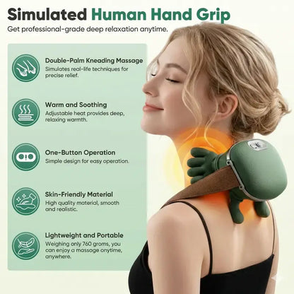 Electric Bionic Hand Neck & Shoulder Massager - 3D Kneading, Heating, Rechargeable Wireless Portable, Adjustable Speed, Lightweight, Unisex, Easy-To-Use Panel, Cervical Massagers for Neck and Back Pain Relief, Back/Body Active Routine Support
