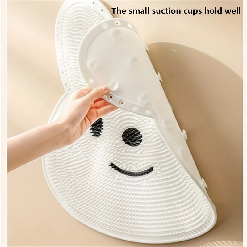 1Pc，Rabbit Bathroom Shower anti Slip Mat, Circular Massage Foot Mat, Back Suction Cup,Foot Scrubber, Back Scrubber