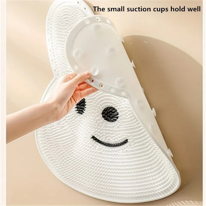 1Pc，Rabbit Bathroom Shower anti Slip Mat, Circular Massage Foot Mat, Back Suction Cup,Foot Scrubber, Back Scrubber